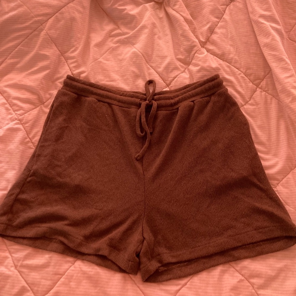 Brown mesh cover up shorts